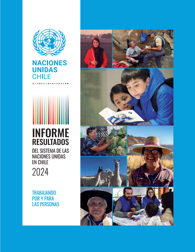 Portada Informe de Resultados 2024, con un collage de imágenes de personas, animales y paisajes de Chile