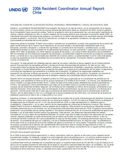 Informe Anual para 2006 del Coordinador Residente de las Naciones Unidas – Chile