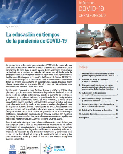 La educación en tiempos de la pandemia de COVID-19